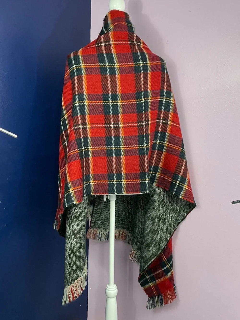 Red Plaid Blanket Scarf 28